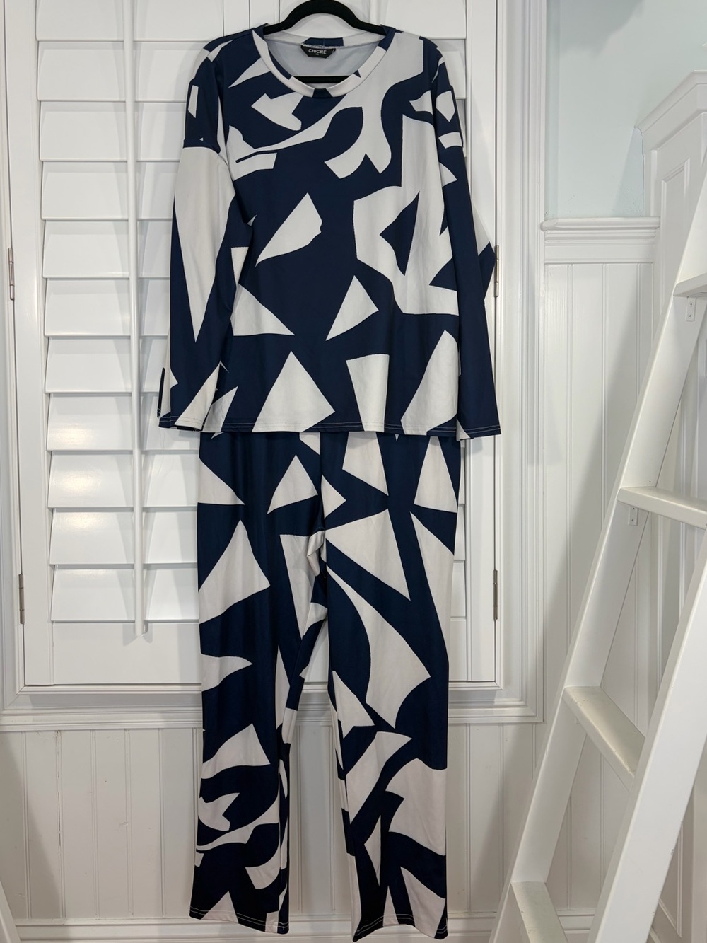Lounge Set Navy & White Abstract Plus Size (1XL)